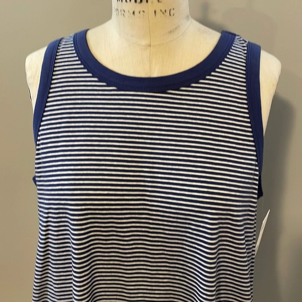 Sonoma scoop neck midi stripe sleeveless stretch dress w/ pockets